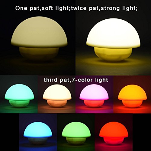 LED Nachtlicht kinder, ThorFire Mini Berührungssensor dimmare Atmosphären-Lampe Pilz Lampe Bettlampe Tumbler, 3Modi dimmbares Warmweiß/Farbwechsel mit Touch Schalter Babyzimmer,Schlafzimmer, Wohnzimme - 9
