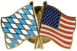Flaggenfritze Freundschaftspin Bayern, 22 mm, Flaggen Pin vergoldet aus Hartemaille, Länder Anstecker zum Sammeln und Tragen
