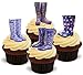 Produktbild VIOLETTER GUMMISTIEFEL MISCHUNG - 12 essbare hochwertige stehende Waffeln Kuchen Toppers - WELLY PURPLE MIX