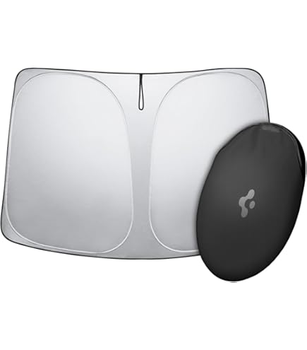 Pare-soleil Pliable Spigen CryoShade Pour Tesla Model X - Protection UV Triple Couche - Avec Housse Et Sangle Velcro - Noir