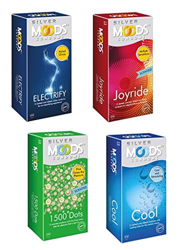 Moods supreme quality silver range electrify joyride cool and 1500 dots condoms (4 pack of 12s) concealed shiping RS.250 (58.00% Off) - Amazon