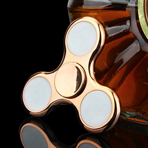 Bescita LED Licht Fidget Hand Spinner Finger Spielzeug Dekompression Spielzeug EDC Focus Gyro,Mit Schalter (Roségold) - 2