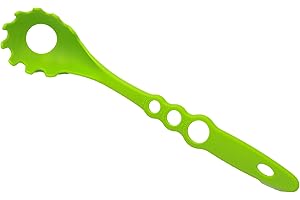 FGNUAY Nylon Pasta Fork,3-Holes Spaghetti Measurer,Heat Resistant,for Colander Food Strainer Drain Water Shovel Spaghetti Strainer Spaghetti Noodle Measure Portion Control （Grass Green）