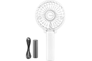 EasyAcc Handheld Electric Fans Mini Portable Outdoor Fan with Rechargeable 2600 mAh Foldable Handle Desktop for Home and Travel - White