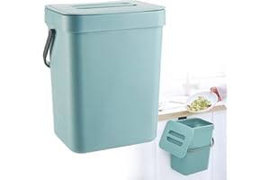 Weigudoc Poubelle Suspendue aux Armoires, 3L Poubelle Murale pour Cuisine avec Couvercle, Plastique Poubelle pour cuisine Salle de bain Chambre Salon(bleu)