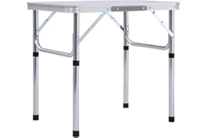 vidaXL Mesa de Camping Plegable Acampada Deporte Senderismo Accesorios Cocina Comedor Caravana Jardín Mobiliario Aluminio Blanco 60x45 cm