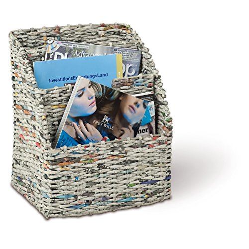 Zeitschriftenkorb rechteckig, grau/mehrfarbig, T 22cm x B 29cm x H 15/35 cm