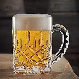SYANKA Glass Beer Mugs - Set Of 6, Transparent, 400ml
