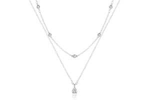 Mesovor Diamond Necklace for Women, Dainty Gold Necklace 18K Gold Plated Layered Necklaces | Tiny Square Teardrop Cross Pearl Pendant Necklace Jewelry Gifts for Girls