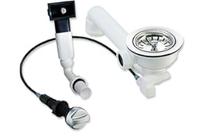 keenberk Küchenspülenablauf-Set mit Excenterventil - rechteckiger Überlauf für Spülen inkl. Drehexcenter und Raumsparbogen - 114 mm Siebkorbventil -Made in Germany