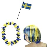 Hinweis:Die Anordnung der Farben kann bei den Perücken und Hawaiiketten abweichen. Die Fahnenspitze kann sowohl rund, als auch spitz geliefert werden. Die Farben können leicht von der Abbildung abweichen. Bitte beachten Sie, dass es sich um eine Kunsthaarperücke handelt. Somit kann es zu Haarteil-Verlusten kommen.