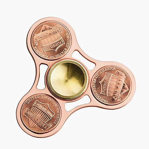 Poilee Fidget Spinner Toy Finger Hand Cube EDC - 100% Copper - Hybrid Ceramic Bearing - High Speed 3-5 Minute Spins - High Quality Durable Metal - Stress Reliever Reducer Anxiety ADD ADHD Focus Idle Killing Time A130