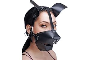Master Series Juguetes Eróticos Bondage Máscara de Cuero Sintético Totalmente Ajustable - 306 gr