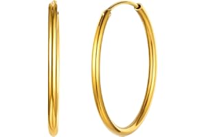 ChicSilver Créoles en Argent 925 Femme/Plaqué Or 18K Antiallergique - Diamètre 15-70 mm - Boucle d’oreille Doré/Or Rose/Argenté - Bijoux Anneau Oreille Femmes Fille (Boîte Cadeau)