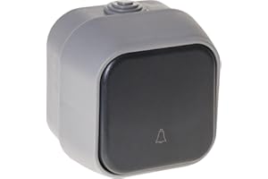BLENDEND Pulsante per campanello IP54, colore grigio, 7 x 7 x 5 cm, ideale per sistemi di chiamata e segnalazione esterni.