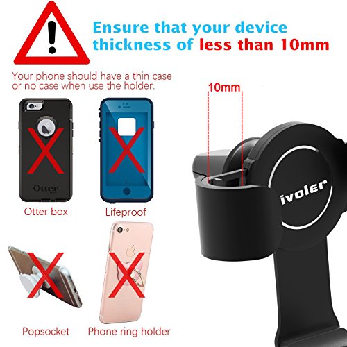 Supporto Auto Smartphone GravitÃ  360 Gradi in Alluminio iVoler Universale Supporto per Auto Porta Cellulare Auto del Ventilatore per Telefoni iPhone X / 8 / 8 Plus / 7 / 7 Plus / 6(s) / 6(s) Plus / SE / 5s / 5, Samsung Galaxy S9 / S9+ / S8 / S8+ / S7 / S7 Edge / S6 / S5 / J5 / A5, Asus Zenfone 3 / 4, Huawei, LG e GPS Dispositivi di Larghezza 6,5cm - 9,2cm (Nero)
