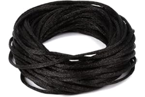 Angel Malone 10 Mtrs. X 2mm Premium Quality Kumihimo Rattail Satin Cord Jewellery Making - UK Seller (Black)
