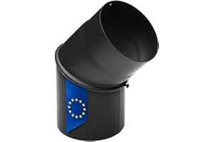 raik Rauchrohrbogen Ofenrohr 150 mm Durchmesser Winkel 0° bis 45° verstellbar schwarz Senotherm beschichtet ohne Reinigungsöffnung Stahl 2 mm für Kamin Holzofen Holzkessel Made in EU