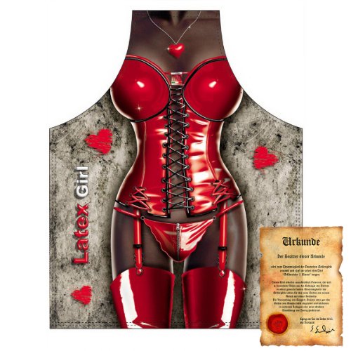 Carnival printed Apron sexy Black Latex 