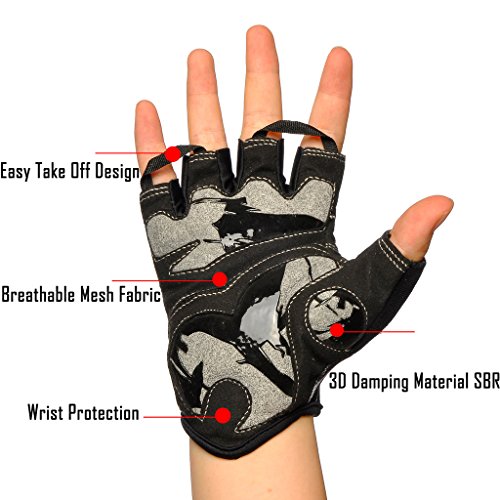 SEEU Damen Herren Fahrradhandschuhe, Radsport Handschuhe mit Geleinlage und voller Dämpfung, 3 Farben, Gr. XS bis XL - 2