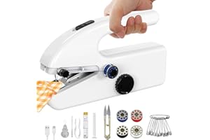 HIULLEN Handheld Sewing Machine, Mini Portable Electric Sewing Machine for Beginners, Portable Stitching Machine, 2 Speed and Power, Easy to Use, Fast Stitch for Fabrics & Clothes, DIY, Home, and Travel