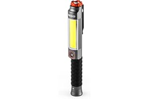‎NEBO NEBO Big Larry 3 Arbeitsleuchte, 600 Lumen Taschenlampe mit COB-Arbeitslicht, Taschenclip, Magnetfuß für freihändige Beleuchtung, tragbare COB-LED, dimmbare Taschenlampe, Warnblinklicht, rot