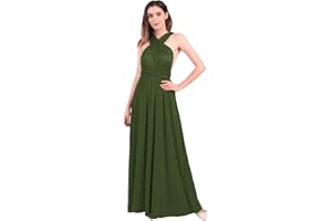 FYMNSI Damen Multiway Lange Abendkleid Hochzeit Brautjungfernkleid Bodenlang Partykleid Cocktailkleid Cabrio Wickelkleid V-Ausschnitt Festlich Kleid Rückenfrei Neckholder Maxikleid Sommer Strandkleid