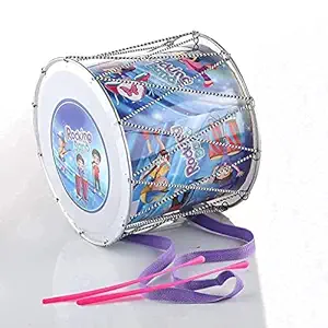 TANSKIN Big Play Musical Drum with Sticks and Hanging Thread,Printed Dhol Toys, Musical Instrument for Toddlers Baby Girl and Boys (Musical Dhol Drum)
