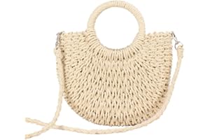 Inshere Women's Straw Beach Bag, Woven Shoulder Bag with Handbag, for Summer
