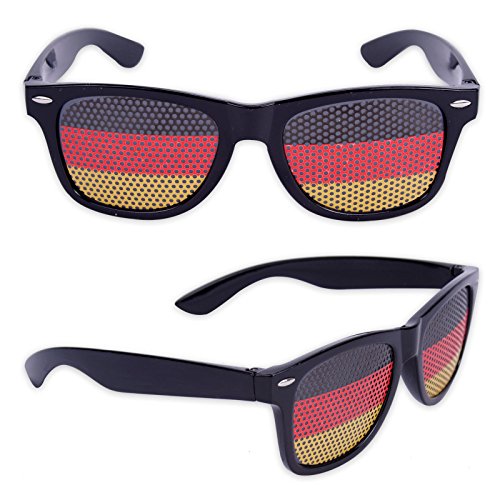 Fanartikel, Fanset Deutschland EM, WM, Fanpaket zur Europameisterschaft 2016, Schminke, Fahnen, Brille, Pfeife, Hut, Autofahne, Bandana, Tattoos, Fingernägel, Caxirola … (Sonnenbrille)