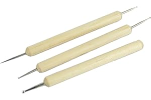 REFURBISHHOUSE 3pzs Juego de Herramienta de Manejar de Madera buril de Bolas de Acero Inoxidable para Escultura en Arcilla Patron de Relieve