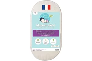 Easy Dort - Matelas couffin bébé 32 x 72 cm - Berceau, nacelle ou lit bébé - Housse en Bambou | Été & Hiver | Double Face | Très Confortable | Fabrication Française 32x72 cm | Oeko tex® | Blanc