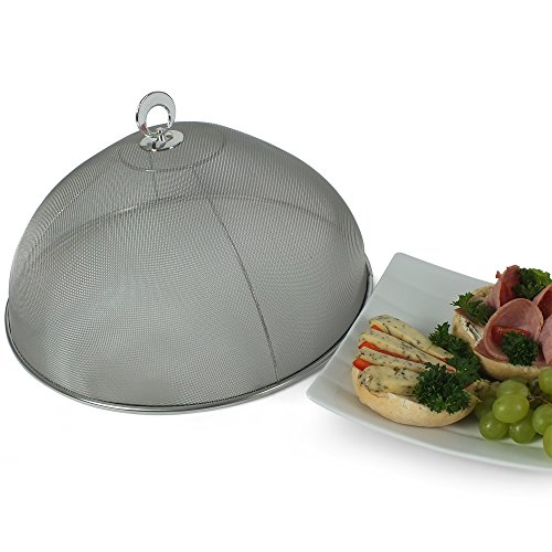 Kela 11444 Abdeckhaube mit Griff, 35 cm Durchmesser, Extra kleine Löcher, 18/10 Edelstahl, Cara, Silber - 6