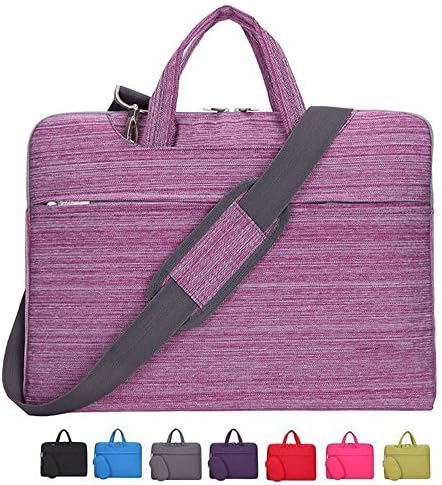 Laptop Case, Laptop Shoulder Bag, CROMI 15-15.6 Inch Simplicity Slim Briefcase Commuter Bag Business Sleeve Carrying Handle Bag Nylon Waterproof Notebook Shoulder Messenger Bag (Stripe Pink)