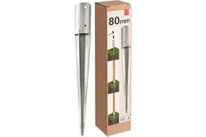 LUN FIX Support de Poteau Ø80mm rond galvanisé, support piquet clôture bois, poteau pour toile ombrage, fixation solide, piquet ancrage sol métal pour jardin, piquet de support, enfoncer stable, ancre