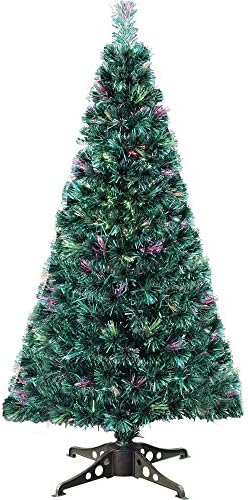 Luxury Fibre Optic Christmas Tree Green 12 LED Lights 5ft - Perfect Xmas Tree for Indoors (5 Foot Tall)