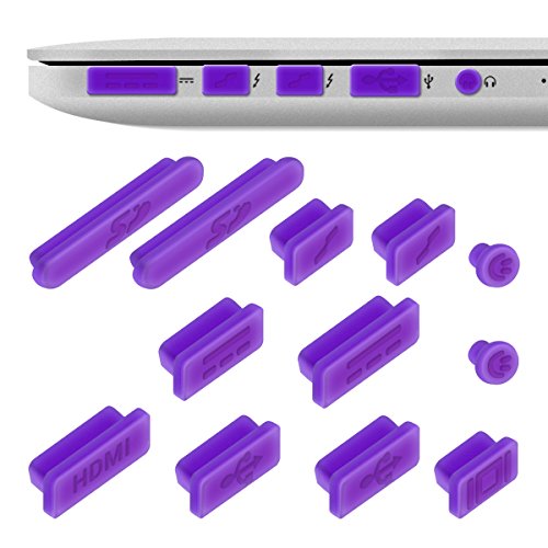 kwmobile 12in1 Set: 12er Staubschutz Set für Apple MacBook Pro 13″ 15″ Retina / Air 11″ 13″ (ab Mitte 2011) – Staubschutz Stecker Zubehör Dust Plug in Violett - 5