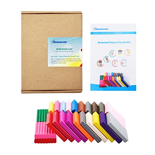 Polymer Ton 24 Farben Clay, WonderforU Fimo Ofen backen Lehm Kinderknete und Werkzeuge (24 Farben) - 7