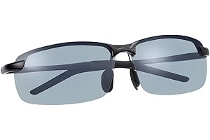 MIRYEA Herren Photochromatisch Sportbrille Polarisiert Rechteckig Sonnenbrille Fahrer Blaulichtfilter Brille Computerbrille Anti Reflexbeschichtung 100% UVA UVB Schutz für Golf, Angeln, Autofahren