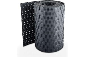 Sellon24 Sichtschutzstreifen Rattan Rolle Sichtschutz Zaunblende 255x19cm für Doppelstabmatten Zaun Rattanoptik Streifen RD03 - Anthrazit