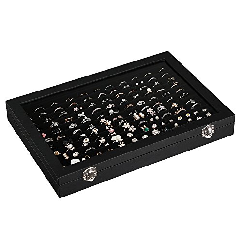 Songmics Schmucklade Ringkasten Schmuckdisplay Schatulle für ca.100 Ringe JDS301 - 3