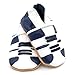 Soft Leather Baby boy Shoes with Suede Soles by Dotty Fish Navy and White Trainer design - 6-12 months