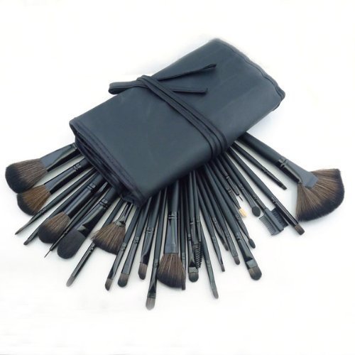 VALUE MAKERS Professional 32 pcs Makeup Brushes Kit - Make Up Brush Set - 32pcs Cosmetics Tools - Brand Make-up Toiletry Kit - Foundation Eyebrow Eyeshadow Concealer Powder Blusher Blending Lip Makeup Brush With Black Pouch Bag (Black)