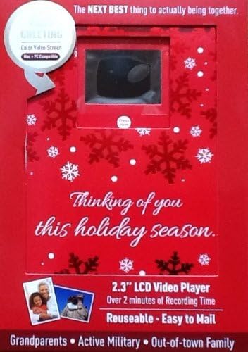 Video Holiday Greeting Card ~ 2 Minute Recordable LCD Video ~ Color Screen ~ Reusable ~ Mac PC Compatible ~ Simple to Use by Card Impressions