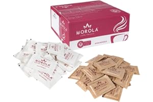 MOROLA Zucchero Mix 300 Pezzi - Kit 150 Bustine di Zucchero di Bianco e 150 Bustine di Zucchero di Canna - Set Accessori Caffè (Zucchero Bianco + Zucchero di Canna, 300)