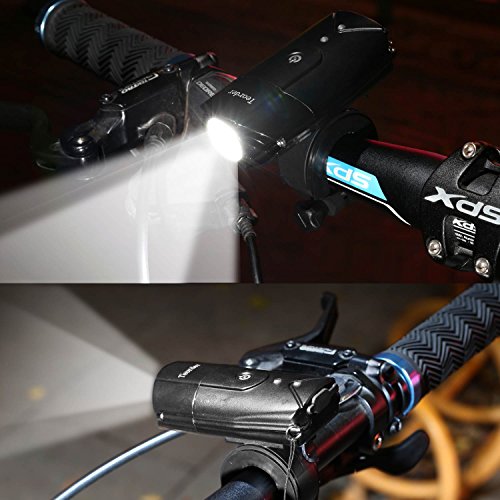 Fahrradbeleuchtung,Teorder Led Fahrradbeleuchtung Set USB(LED Fahrradlicht Front / Fahrrad Frontlicht / Fahrradscheinwerfer / Fahrradleuchte / Fahrradlampen / Bike Light / Bicycle Lights), Led fahrradbeleuchtung vorne Wasserdicht, Wiederaufladbare akku led Cree XML2, aufladbar 2000mAh batterie,1000 lumen led fahrradlicht, 4 Licht-Modi Set, Touch-Dimmung Schalter, mit Montagewinkel zubehör & 1xUSB-Aufladbare-Kabel,Schwarz - 8