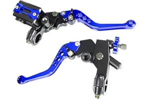 MABUTINGTI Levier d'embrayage Universel 7/8" 22mm Maître-Cylindre Pompe de Frein Réglable Compatible avec Yama-ha Polaris Suzuki Kawa-saki Honda Moto (bleu)