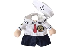Xinwcang Cane Halloween Costume da Marinaio Vestito Carnevale per Cani Abbigliamento di Natale di Festa per Piccola Taglia Bianco L