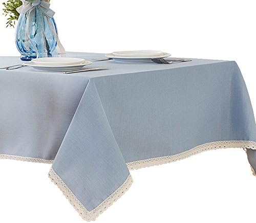 R.LANG Solid Color Heavy Weight Fabric Tablecloth Oval 60 x 84-inch(152cm x 213cm) Spillproof Jacquard Tablecloth Light Blue