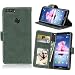 Produktbild Huawei P Smart Hülle, Huawei Enjoy 7S / P Smart Handyhüle, Alfort Retro Matte Einfarbige Farbe Prämie PU Ledertasche Multifunktional Lederhülle Tasche Wallet Case Cover Schutzhülle für Huawei P Smart / Enjoy 7S Smartphone 5.65" mit 3 Kartensteckplatz / Foto-Slot und Standfunktion ( Grün )